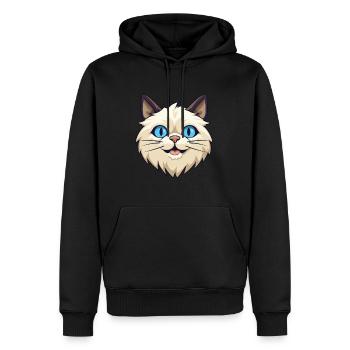 Birma Heilige Katze Karikatur Aquarell Illustration - Männer Premium Bio Hoodie - Schwarz - Vorne - Nico (187cm)