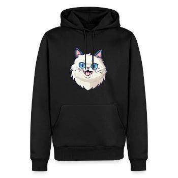 Birmakatze Karikatur Aquarell Illustration - Männer Premium Bio Hoodie - Schwarz - Vorne - Nico (187cm)