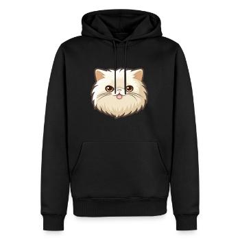Chat britannique à poil long dessin animé aquarelle Clipart - Sweat à capuche Premium bio Homme - noir - Devant - Nico (187cm)