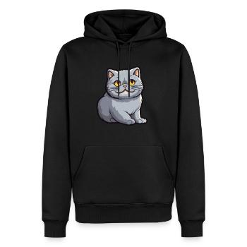 Britische Falte Kurzhaar Katze Karikatur Aquarell Kunst - Männer Premium Bio Hoodie - Schwarz - Vorne - Nico (187cm)