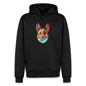 Lundehund chien race aquarelle verre Illustration - Sweat à capuche Premium bio Homme - noir - Devant - Nico (187cm)
