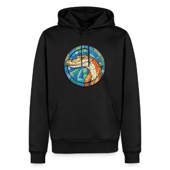 Alligator buntes Aquarell Tier Illustration - Männer Premium Bio Hoodie - Schwarz - Vorne - Nico (187cm)