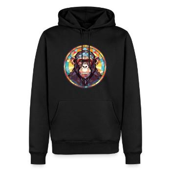 Schimpanse bunte Aquarell-Tierillustration - Männer Premium Bio Hoodie - Schwarz - Vorne - Nico (187cm)