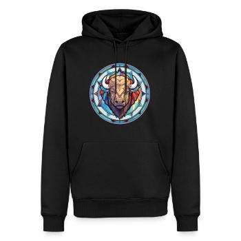 Bison aquarelle colorée Animal animal de compagnie Illustration - Sweat à capuche Premium bio Homme - noir - Devant - Nico (187cm)