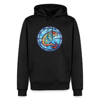 Chameleon Colorful Watercolor Animal Illustration - Men’s Premium Organic Hoodie - black - Front - Nico (187cm)