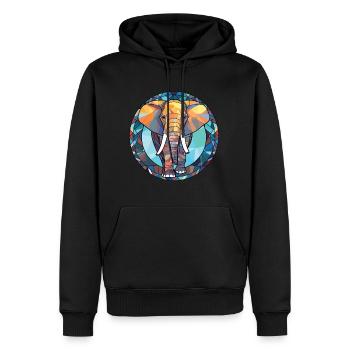 Elefant buntes Aquarell Tier Illustration - Männer Premium Bio Hoodie - Schwarz - Vorne - Nico (187cm)
