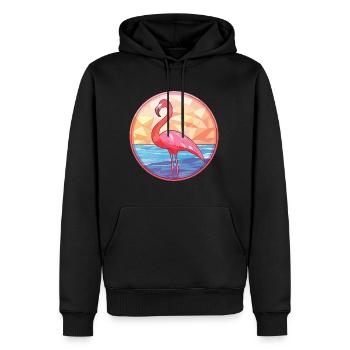Flamingo Buntes Aquarell Tier Illustration - Männer Premium Bio Hoodie - Schwarz - Vorne - Nico (187cm)