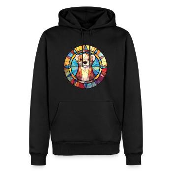 Frettchen buntes Aquarell Tier Haustier Illustration - Männer Premium Bio Hoodie - Schwarz - Vorne - Nico (187cm)