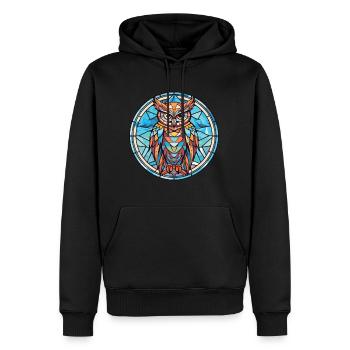 Eule buntes Aquarell Tier Haustier Illustration - Männer Premium Bio Hoodie - Schwarz - Vorne - Nico (187cm)