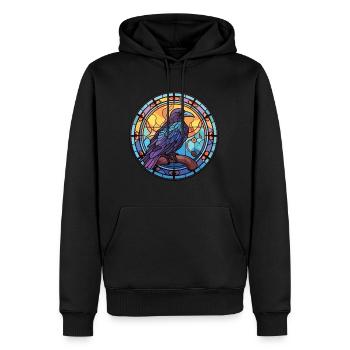 Rabe buntes Aquarell Tier Haustier Illustration - Männer Premium Bio Hoodie - Schwarz - Vorne - Nico (187cm)