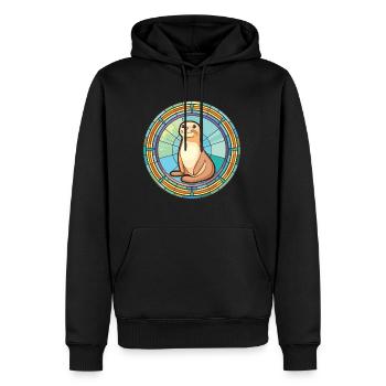 Siegel, Buntes, Aquarell, Tier, Haustier, Illustration - Männer Premium Bio Hoodie - Schwarz - Vorne - Nico (187cm)