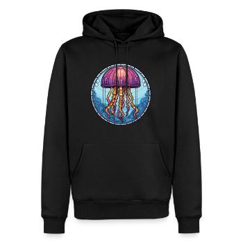Qualle bunte Aquarell-Tier-Illustration - Männer Premium Bio Hoodie - Schwarz - Vorne - Nico (187cm)