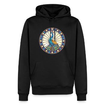 Bunte Aquarell-Tierillustration des Pfaus - Männer Premium Bio Hoodie - Schwarz - Vorne - Nico (187cm)