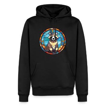 Illustration animale aquarelle colorée de raton laveur - Sweat à capuche Premium bio Homme - noir - Devant - Nico (187cm)