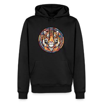 Bunte Aquarell-Tiger-Haustier-Illustration des Tigers - Männer Premium Bio Hoodie - Schwarz - Vorne - Nico (187cm)