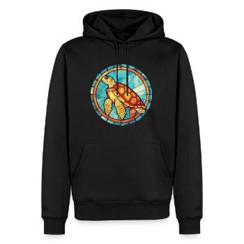 Bunte Aquarell-Tierhaustierillustration der Schildkröte - Männer Premium Bio Hoodie - Schwarz - Vorne - Nico (187cm)