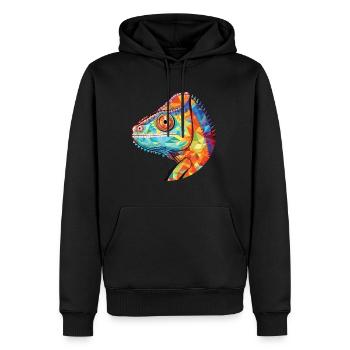 Chameleon Colorful Watercolor Animal Illustration - Men’s Premium Organic Hoodie - black - Front - Nico (187cm)