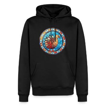 Dinde, animal domestique, coloré, aquarelle, animal, illustration - Sweat à capuche Premium bio Homme - noir - Devant - Nico (187cm)