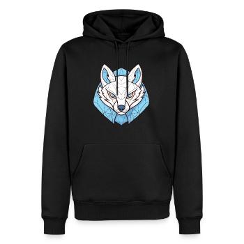 Bunte Aquarell-Tierillustration des Polarfuchses - Männer Premium Bio Hoodie - Schwarz - Vorne - Nico (187cm)