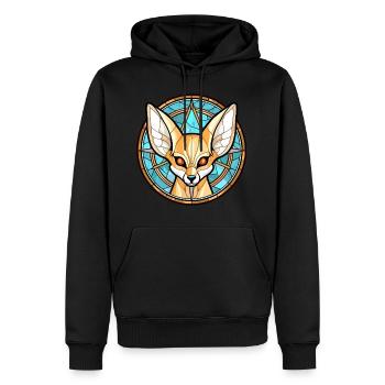 Illustration animale aquarelle colorée de renard Fennec - Sweat à capuche Premium bio Homme - noir - Devant - Nico (187cm)