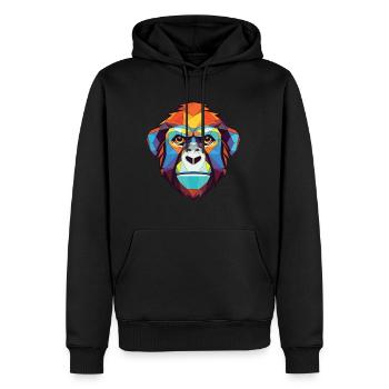 Singe Gorille Aquarelle Colorée Animal Cartoon - Sweat à capuche Premium bio Homme - noir - Devant - Nico (187cm)