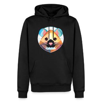 Illustration animale aquarelle colorée de hamster - Sweat à capuche Premium bio Homme - noir - Devant - Nico (187cm)