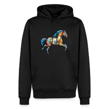 Pferd rennt Galopp buntes Aquarell Tier - Männer Premium Bio Hoodie - Schwarz - Vorne - Nico (187cm)