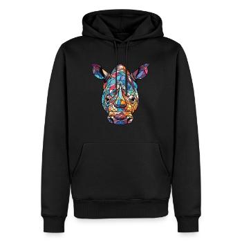 Rhinocéros aquarelle colorée Animal animal de compagnie Illustration - Sweat à capuche Premium bio Homme - noir - Devant - Nico (187cm)