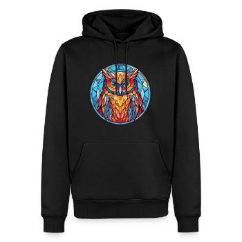 Eule buntes Aquarell Tier Haustier Illustration - Männer Premium Bio Hoodie - Schwarz - Vorne - Nico (187cm)