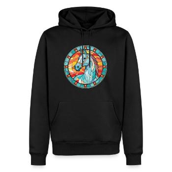 Pferd buntes Aquarell Tier Haustier Illustration - Männer Premium Bio Hoodie - Schwarz - Vorne - Nico (187cm)
