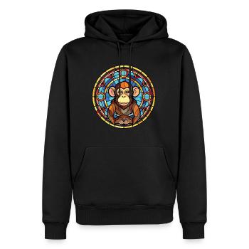 Affe buntes Aquarell Tier Haustier Illustration - Männer Premium Bio Hoodie - Schwarz - Vorne - Nico (187cm)