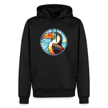 Toucan Colorful Watercolor Animal Pet Illustration - Men’s Premium Organic Hoodie - black - Front - Nico (187cm)