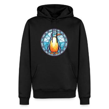 Pingouin coloré aquarelle Animal Illustration - Sweat à capuche Premium bio Homme - noir - Devant - Nico (187cm)