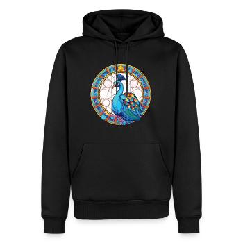 Pfau Buntes Aquarell Tier Illustration - Männer Premium Bio Hoodie - Schwarz - Vorne - Nico (187cm)