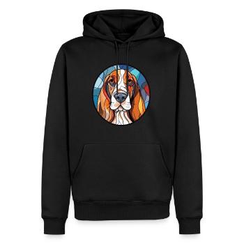 Basset Hund Buntes Aquarell Tier Haustier - Männer Premium Bio Hoodie - Schwarz - Vorne - Nico (187cm)