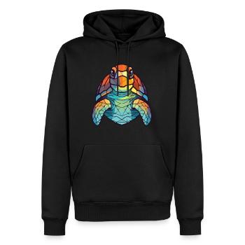 Turtle Colorful Watercolor Animal Pet Illustration - Men’s Premium Organic Hoodie - black - Front - Nico (187cm)