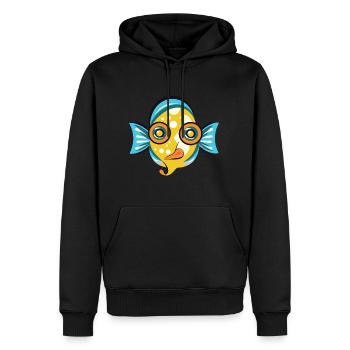 Poisson Flet Dessin Animé Animal Aquarelle Colorée - Sweat à capuche Premium bio Homme - noir - Devant - Nico (187cm)