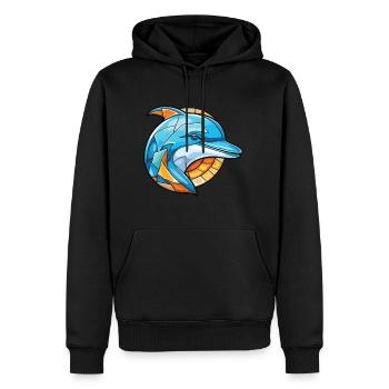 Dolphin Colorful Watercolor Animal Illustration - Men’s Premium Organic Hoodie - black - Front - Nico (187cm)