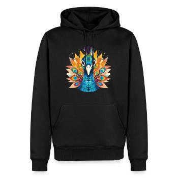 Pfau Buntes Aquarell Tier Illustration - Männer Premium Bio Hoodie - Schwarz - Vorne - Nico (187cm)