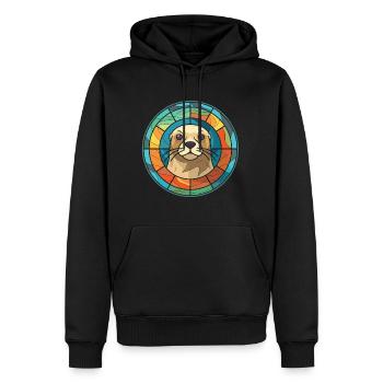 Siegel buntes Aquarell Tier Haustier Illustration - Männer Premium Bio Hoodie - Schwarz - Vorne - Nico (187cm)