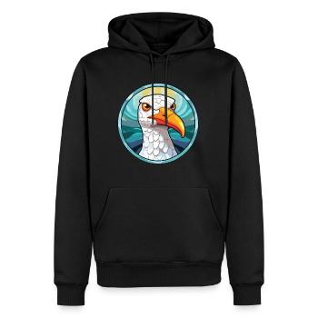Mouette colorée aquarelle Animal Illustration - Sweat à capuche Premium bio Homme - noir - Devant - Nico (187cm)