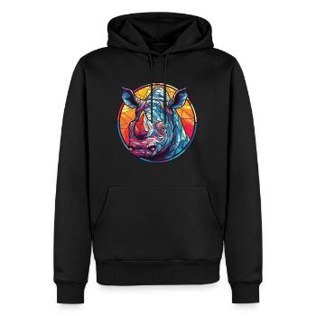 Rhinocéros aquarelle colorée Animal animal de compagnie Illustration - Sweat à capuche Premium bio Homme - noir - Devant - Nico (187cm)