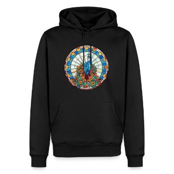 Pfau Buntes Aquarell Tier Illustration - Männer Premium Bio Hoodie - Schwarz - Vorne - Nico (187cm)