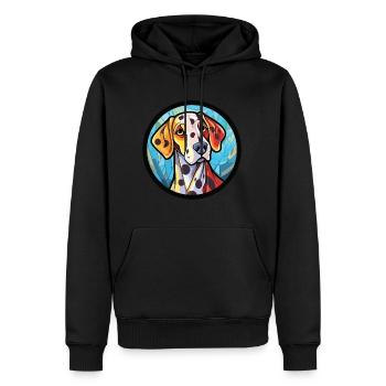 Dalmatiner Hund Buntes Aquarell Tier Karikatur - Männer Premium Bio Hoodie - Schwarz - Vorne - Nico (187cm)