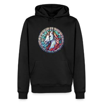Einhorn bunte Aquarell Tier Illustration - Männer Premium Bio Hoodie - Schwarz - Vorne - Nico (187cm)