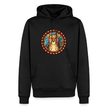 Gepard, Buntes, Aquarell, Tier, Illustration - Männer Premium Bio Hoodie - Schwarz - Vorne - Nico (187cm)