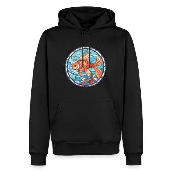 Poisson Coloré Aquarelle Animal Animal De Compagnie Illustration - Sweat à capuche Premium bio Homme - noir - Devant - Nico (187cm)