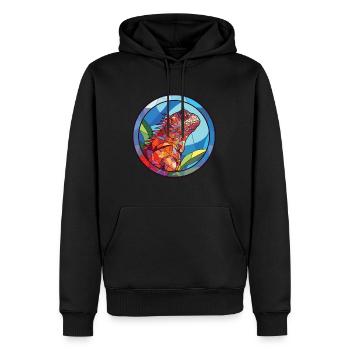 Iguane Coloré Aquarelle Animal Animal De Compagnie Illustration - Sweat à capuche Premium bio Homme - noir - Devant - Nico (187cm)