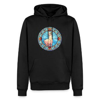 Alpaga aquarelle colorée Animal animal de compagnie Illustration - Sweat à capuche Premium bio Homme - noir - Devant - Nico (187cm)