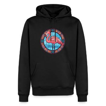 Flamingo bunte Aquarell-Tierillustration - Männer Premium Bio Hoodie - Schwarz - Vorne - Nico (187cm)